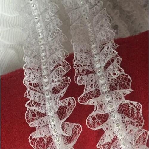 4CM Wide New Embroidery White black flower tulle lace fabric trim ribbon DIY sewing applique collar fringe guipure wedding decor