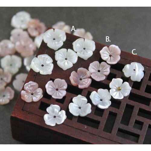 5pcs Natural Colorful Shell Carved Three Petal Flower Loose Beads Jewelry Making Handmade New DIY Hair Clip Earrings Accessories
