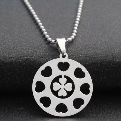 10 stainless steel lucky love heart four-leaf clover necklace love petal flower small grass plant amulet geometric necklace