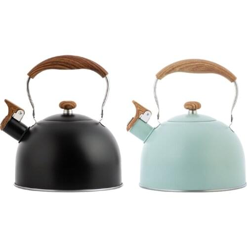 M2EE 2.5 L Whistling Kettle, Whistling Spout Locking Spout Cover, Wooden Anti Scalding Handle and Food Grade Stainless Steel