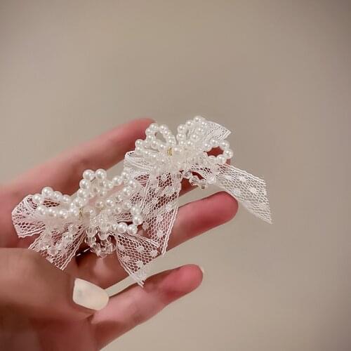 Black White Lace Simulated Pearl Flower Drop Earrings For Women Wedding Jewelry Fashion Boucle oreille Femme Bjoux Wholesale