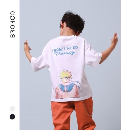 Childrens Clothing 3-11 Y Teen Boys Korean Style T Shirts 2021 Summer Kids Casual Loose Letter Tops Big Boy Short Sleeve Tees