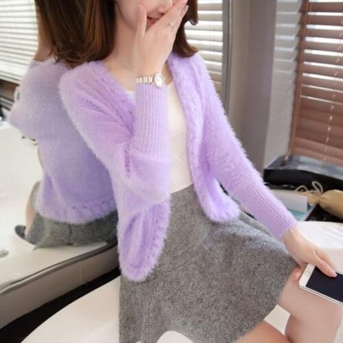 Cardigan Sweater Women Clothing Long Sleeve Slim Short Knited Coat Sueter Mujer Shawl Cute Tops Lady Korean Fashion Solid Jacket