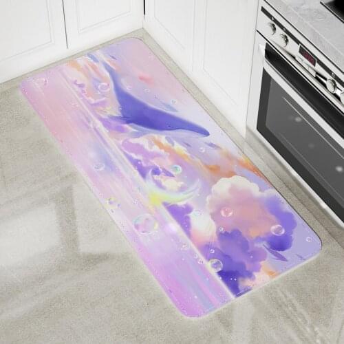 Whale Floor Mat Blue Sky Area Rugs Home Livingroom Bed Bath Pink Colour Starry Sky Dream Print Carpet Kawaii Room Decor Doorma