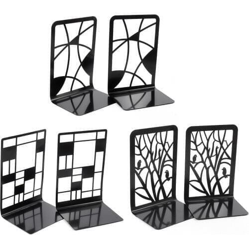 2PCS/Pair Creative Tree Shaped Metal Bookends Book Support Stand Desk Organizer Storage Holder Shelf Non-Slip Book Storage Rack