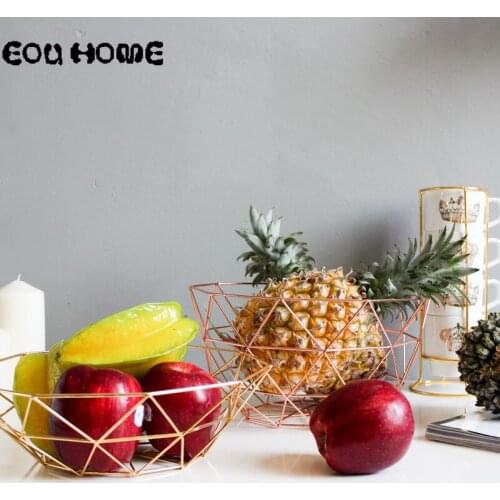Creative Fruit Storage Baskets Iron Snacks Candy Basket Desktop Bedroom Kitchen Decoration Containing Basket Golden Fruit Basket