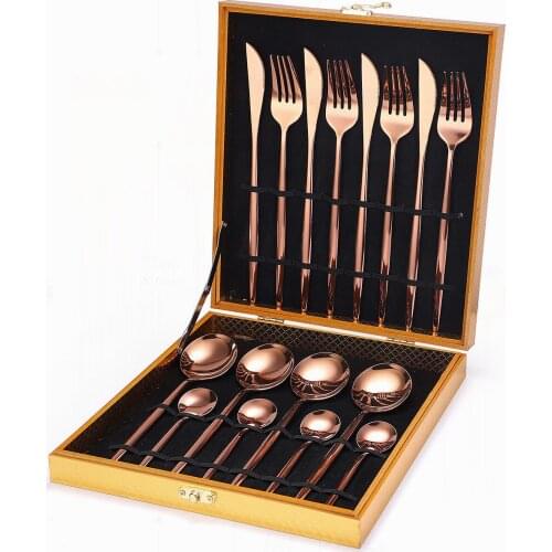 Kitchen Tableware Cutlery Knives Forks Spoon Dinner Set Rose Gold Cutlery Set Stainless Steel Dinnerware Sets 16pcs Eco Friendly