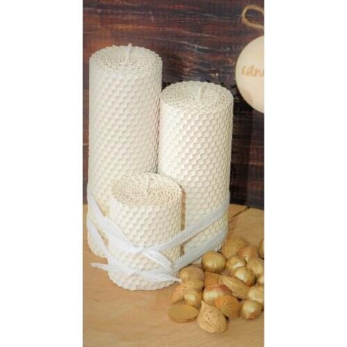 Honey Wax Candle 3'lü White Candle Set (15x3 12x3 7x3 It Can Measures) handmade home decoration natural wax candle