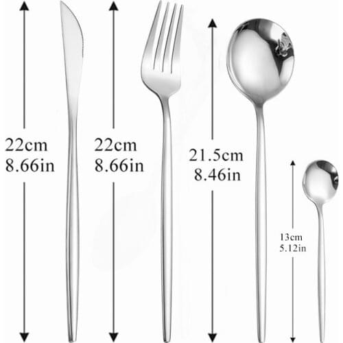 Stainless Steel Tableware Western Cutlery Set 4pcs Silver Dinnerware Set Tableware Spoon Fork Knife Dinner Set Complete Flatware