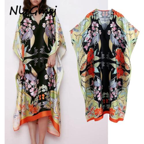 Nlzgmsj Za Dress Women Summer Party Beach Vestido Baggy Dashiki Loose Printed Malaysia Muslim abaya long dress 202103