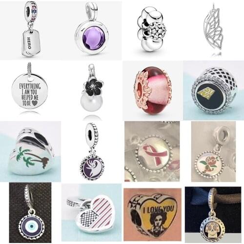 2019 NEW 100% Sterling Silver Dangle Charm Lovely Bead USA Pendant Leaves Elephant Car Strawberry Heart Shaped Beaded Limit