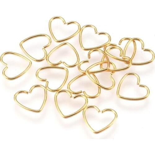 Pandahall 100pcs 304 Stainless Steel Golden Star/Heart Shape Open Jump Rings for jewelry Making DIY Accessories Findings F80