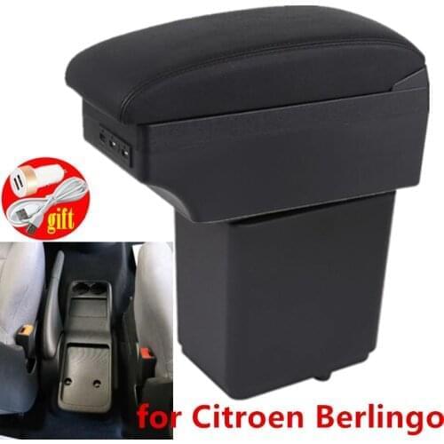 For Citroen Berlingo armrest box universal car center Storage box modification accessories with USB LED