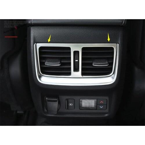 Yimaautotrims Armrest Box Rear Air Conditioning AC Vent Outlet Cover Trim For Infiniti QX50 2018 2019 2020 2021 Stainless Steel