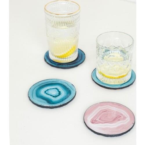 Coasters for Drinks Round Stone Coaster with Cork Base Marble Surface Pattern Cups Place Mats for Home Decor Tabletop Protection
