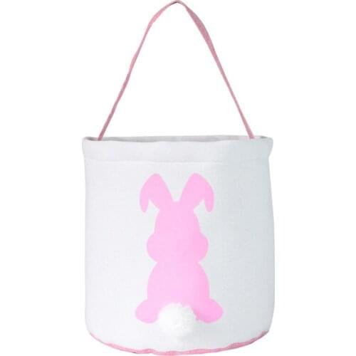 Lovely Easter Egg Basket Bag Rabbit Bunny Printed Canvas Holiday Party Gift Bags Bunny Buckets Creative Home Supplier For Kids