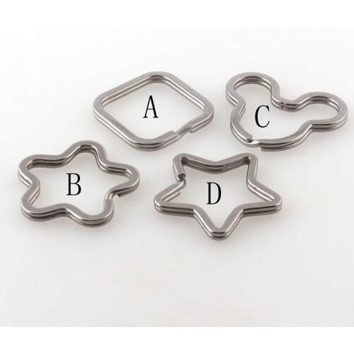 Silver key rings in various shapes,metal split sings,jump rings, double split key ring for key chain hardware supplies flower ke