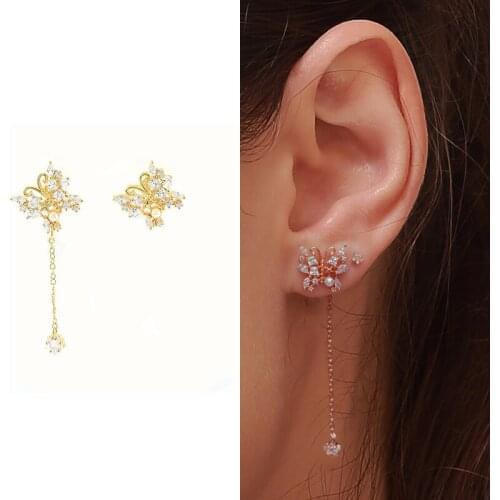 BOAKO 925 Sterling Silver Earrings For Women 2021 Trend Stud Earrings Piercing Ins Butterfly Pendientes Girls Fine Jewelry Gift