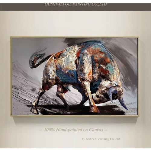 Top Artist Team Supply High Quality Modern Abstract Bull Fighting Oil Painting On Canvas Top Quality Bullfight Oil Painting