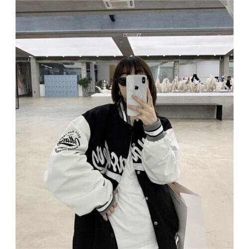 Women Autumn Oversized Baseball Jackets,Classic Letter Embroidery Long Sleeve Bomber Jackets,Varsity Hiphop Streetwear Coat