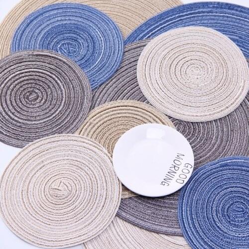 1pcTable Placemat Coaster Cotton Fabric Knit Round Tableware Mat Accessories Coffee Tea Cup Pad Non Slip Mats Kitchen Tool