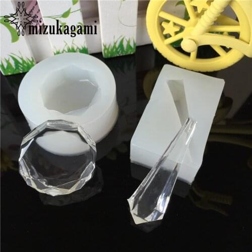 1pcs UV Resin Liquid Silicone Mold Transparent Silicone Diamond Cut Surface Pendant Mold For Resin Real Flower DIY Jewelry Mold