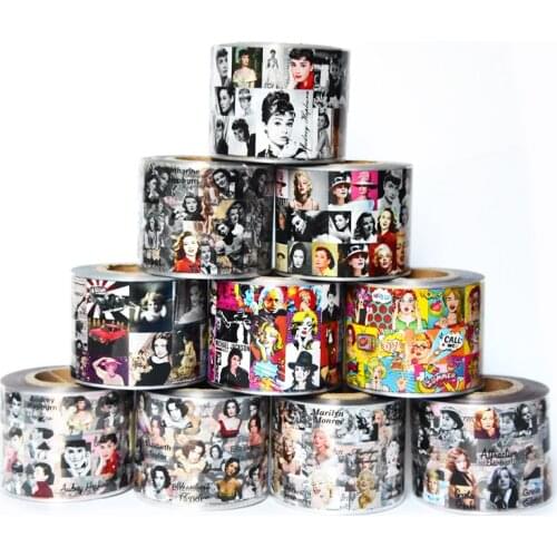 10rolls 4cm*50M Audrey Hepburn Nail Foils Beauty Woman Nail Art Transfer Stickers Marilyn Monroe Decal Decorations Pop Art