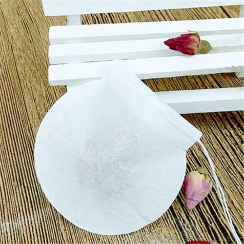 100 Pcs/Lot Round Tea Bags Teabags Empty Scented Tea Bags Filter Infuser with String Heal Seal Paper Teabags for Herb Loose Tea