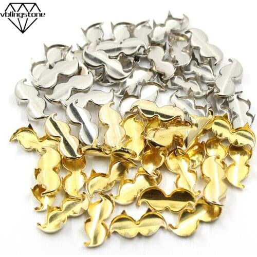 100Pcs Gold Sliver Claws Studs Metal Moustache Shape Rivets Nailheads Rivet Crafts DIY For Clothes 18X8mm Spikes For Leather