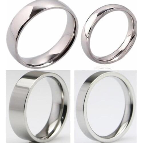 100x Silver Polish 4mm 6mm Mix Classtic Stainless Steel Wedding Band Rings for Men and Women Wholesale Jewelry