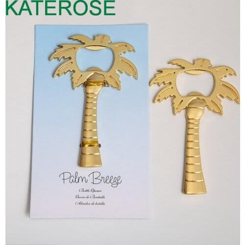 15PCS Gold Palm Breeze Coconut Tree Shaped Bottle Opener Bridal Shower Tropical Beach Wedding Favor