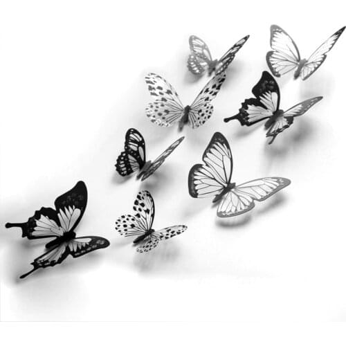 18/36pcs 3D Crystal Butterfly Wall Stickers Creative Butterflies with Diamond Home Decor Kids Room Decoration Art Wall Decals