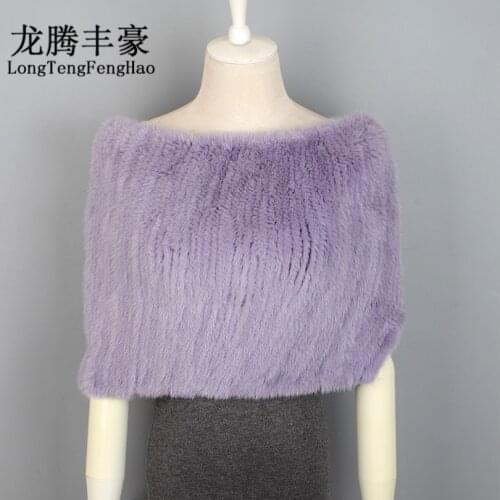 40cm Mink Fur Knitted Scarf Natural Fur Shawl Real Fur Wrap For Women Ladies Mink Fur Shawl Women Wrap Fur