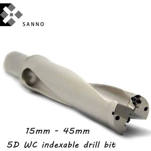 Free shipping WC first-rate reliable indexable drill bit 5D 15-25mm, 25.5-35mm, 35.5mm-40mm, 45mm CNC U coolant hole drilling