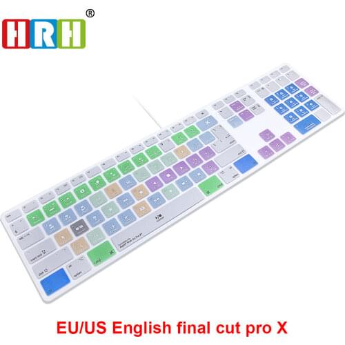 HRH Final Cut Pro X Hotkeys Keyboard Cover Skin For Apple Keyboard with Numeric Keypad Wired USB for iMac G6 Desktop PC Wired