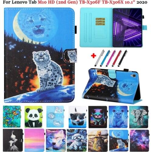Tablet Funda For Lenovo Tab M10 HD Case 10 1 inch Animal Flip Wallet Cover For Lenovo Tab M10 HD TB X306F X X306 2nd Gen 2 Case