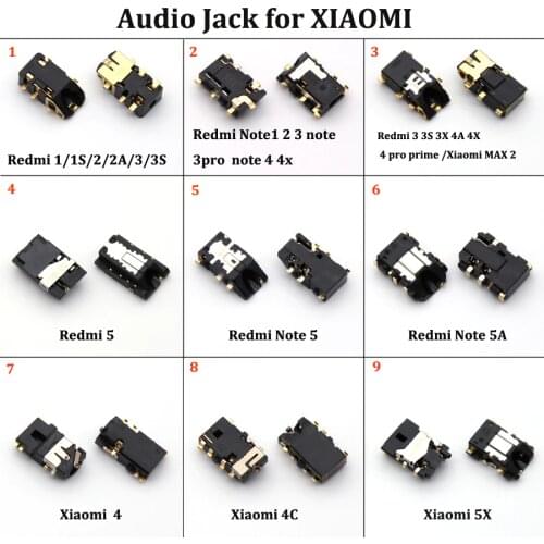 For xiaomi 4 4C 5X/A1 redmi 1 1S 2 2A 3 3S 3X 4A 4PRO prime MAX2 Note1 2 3 Note3pro Note4 4x Audio headphone jack socket