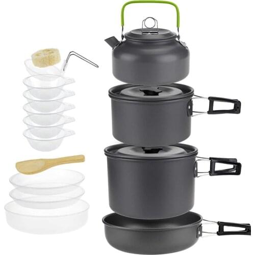 HOT Camping Cookware Kit Lightweight Backpacking Cooking Set Picnic Pots and Pans for Camping Backpacking Outdoor NDS