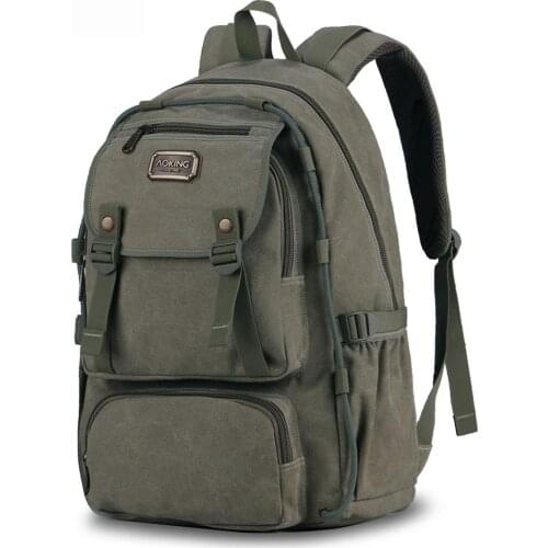 Canvas Casual Shoulder Backpack Mens Computer Bag Student School Bag Outdoor Travel Bag