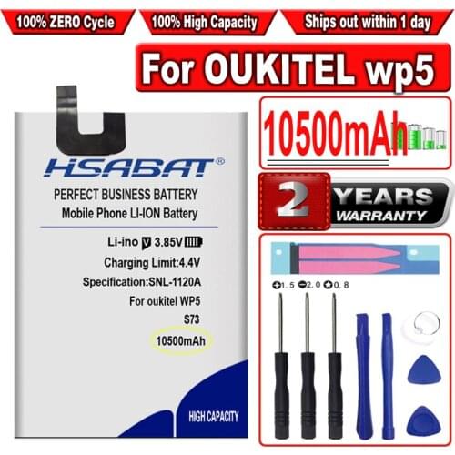 HSABAT 10500mAh S73 Battery for OUKITEL WP5 IP68 Waterproof Smartphone MT6761 5.5 inch