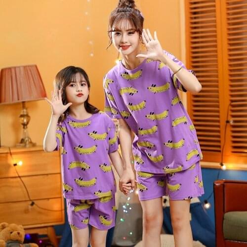 Family Matching Outfits Mother & Kids Summer Clothing Sets Mommey and Me Matching Pajamas Mom Daugher Summer Pajamas Sets