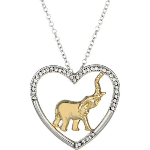 Hainon Cute Elephant Animal Design Fashion Women Charming Crystal Chain Necklace Silver Color necklace