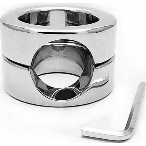 Metal Ball Stretcher Scrotum Pendant Penis Ring Male Chastity Belt Lock Ring Cock Penis Toy Chastity Belt