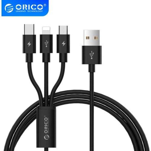 ORICO 3 IN 1 Type C 8Pin Micro USB Cable For iPhone 8 X 7 6 6S Plus iOS 10 9 8 Samsung Nokia USB Fast Charging Cables Cord