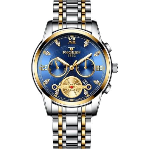 Top Brand Luxury Sport Quartz Watch Men FNGEEN Fashion Luminous Mens Watches with Stainless Steel Relogio Masculino Reloj Hombre