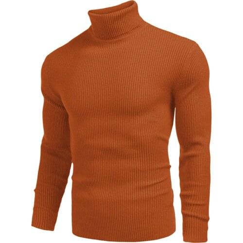2021 new mens hot collar sweater fine fit knit tops mens long sleeve solid color autumn winter blouses sweaters vintage