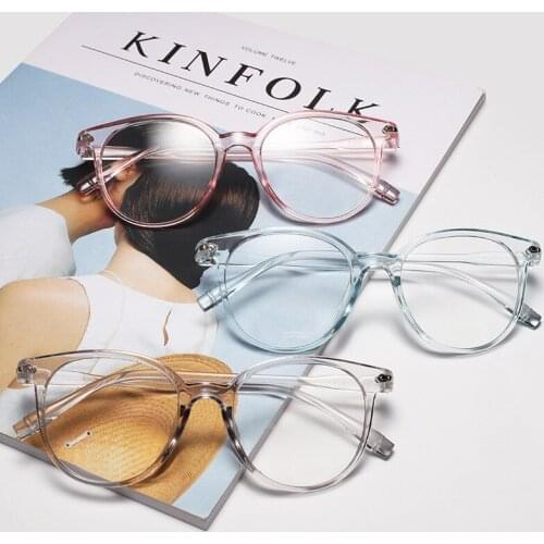 New Korean fashion eyeglass personality flat transparent jelly color frame mirror