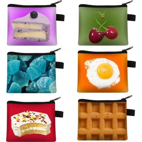 Alluring Food Pattern Coin Purse Cute Wallet Cake Fries Cookies Mini Purses Girls Keychain Money Bag Ladies Lipstick Bags