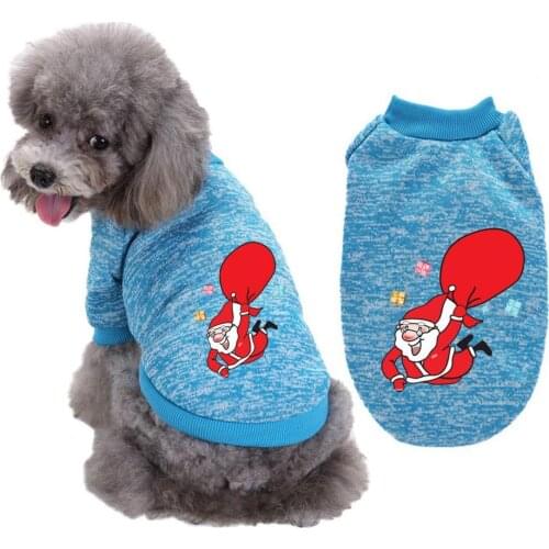 Pet Autumn Winter Christmas Cotton Patterns Santa Sweatshirt Two-legged Cat Dog Vest Clothes
