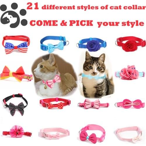 Cat Collar with Bowknot Cute Breakaway Pet Collars for Small Dogs Cat Pink Flower Collar Pet Costume Lovely Collar Chihuahua Pug